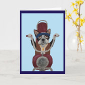 Boston Terrier-motorrijder op motorfiets Kaart (Gele Bloem)