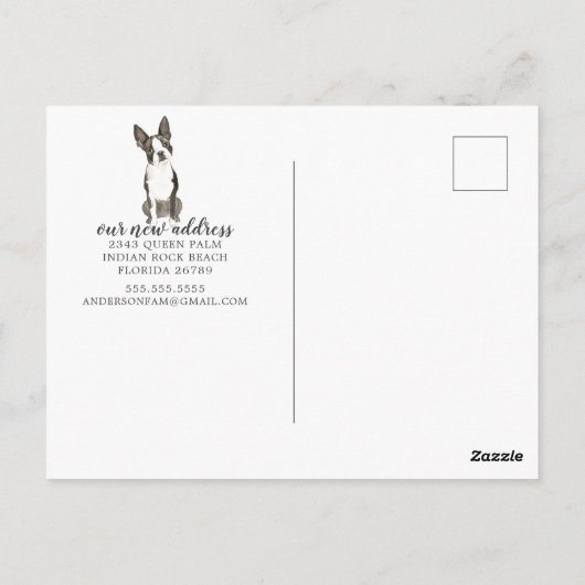 Boston Terrier Moving Announcement Briefkaart (Achterkant)