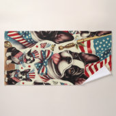 Boston Terrier  naadloze illustratie Badhanddoek (Badhanddoek)