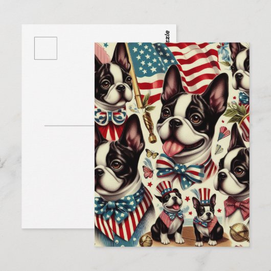 Boston Terrier  naadloze illustratie Briefkaart (Voorkant / Achterkant)