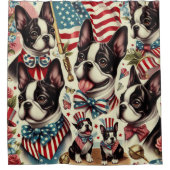 Boston Terrier  naadloze illustratie Douchegordijn (Voorkant)