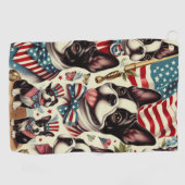 Boston Terrier  naadloze illustratie Golfhanddoek (Horizontaal)
