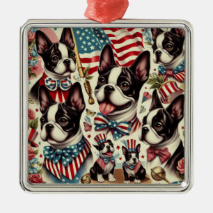 Boston Terrier  naadloze illustratie Metalen Ornament