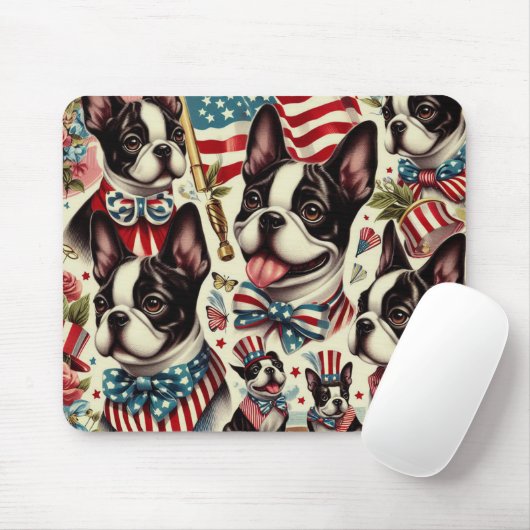 Boston Terrier naadloze illustratie Muismat (Met muis)