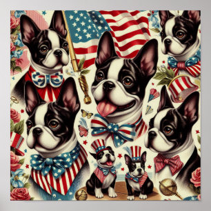 Boston Terrier naadloze illustratie Poster