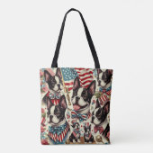 Boston Terrier  naadloze illustratie Tote Bag (Achterkant)