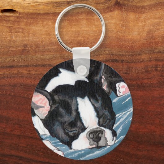 Boston Terrier Nap Sleutelhanger (Voorkant)