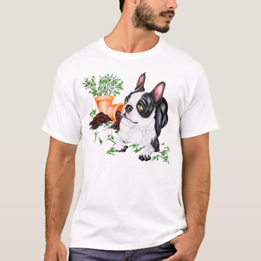Boston Terrier Naughty Pup T-Shirt (Voorkant)