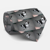 BOSTON TERRIER NECKTIE STROPDAS (Opgerold)