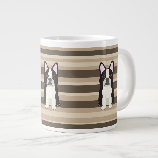 Boston Terrier Neutral striped  Grote Koffiekop (Voorkant rechts)