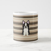 Boston Terrier Neutral striped  Grote Koffiekop (Voorkant)