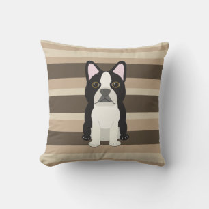 Boston Terrier Neutrale gestreepte Kussen