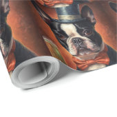 Boston Terrier Nieuwjaar Cadeaupapier (Rol Hoek)