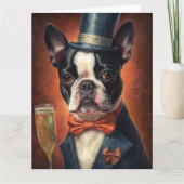 Boston Terrier Nieuwjaar Kaart (Voorkant)