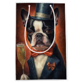Boston Terrier Nieuwjaar Medium Cadeauzakje (Voorkant)