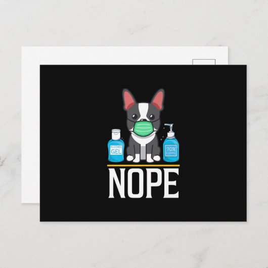 Boston Terrier not Today Face Mask Hand Sanitizer Briefkaart (Voorkant / Achterkant)