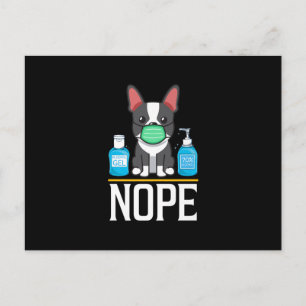 Boston Terrier not Today Face Mask Hand Sanitizer Briefkaart