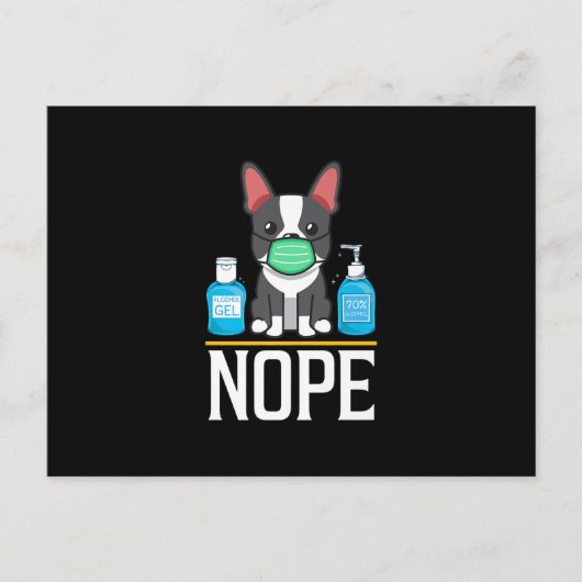 Boston Terrier not Today Face Mask Hand Sanitizer Briefkaart (Voorkant)