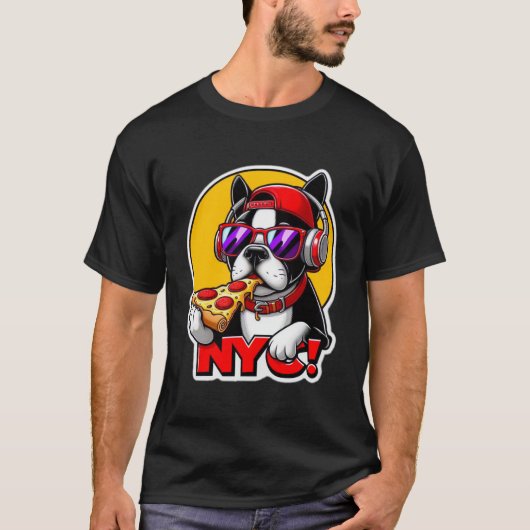 BOSTON TERRIER-NYC STIJL 2 T-SHIRT (Voorkant)