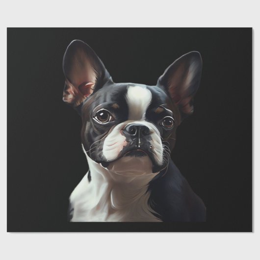 Boston Terrier - Oil Paint Classic T-Shirt Cadeaupapier (Vlak)