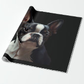 Boston Terrier - Oil Paint Classic T-Shirt Cadeaupapier (Uitgerold)