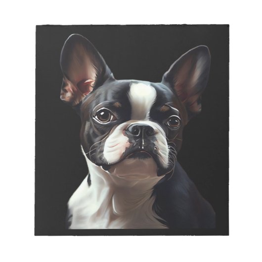 Boston Terrier - Oil Paint Classic T-Shirt Notitieblok (Voorkant)