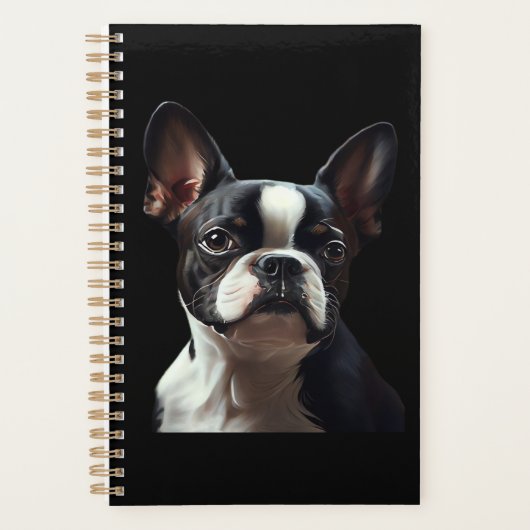 Boston Terrier - Oil Paint Classic T-Shirt Planner (Voorkant)