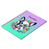 Boston Terrier omgeven door bloemen Gepersonalisee Notitieboek (Linkerzijde)