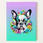 Boston Terrier omgeven door bloemen Gepersonalisee Planner (Achterkant)