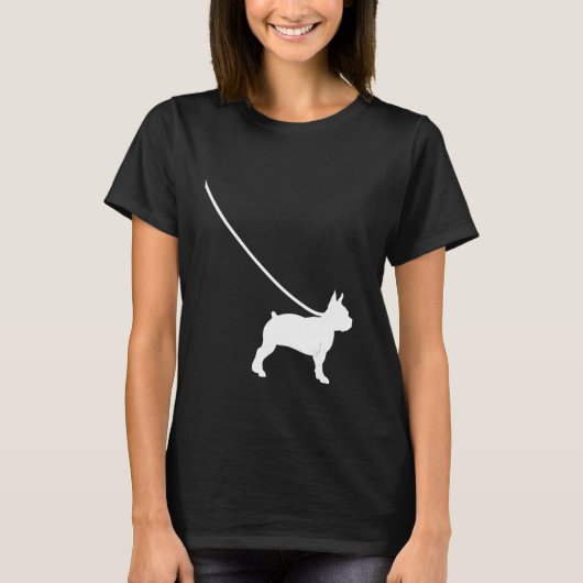 Boston Terrier op een Leash Dog Bostie mam Pap Pet T-shirt (Voorkant)