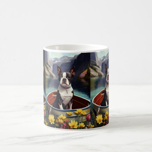 Boston Terrier op een peddel: Een Schilderachtig a Koffiemok (Center)