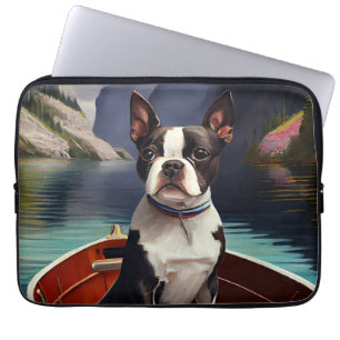 Boston Terrier op een peddel: Een Schilderachtig a Laptop Sleeve
