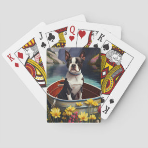Boston Terrier op een peddel: Een Schilderachtig a Pokerkaarten