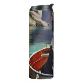 Boston Terrier op een peddel: Een Schilderachtig a Thermosbeker (Gedraaid links)