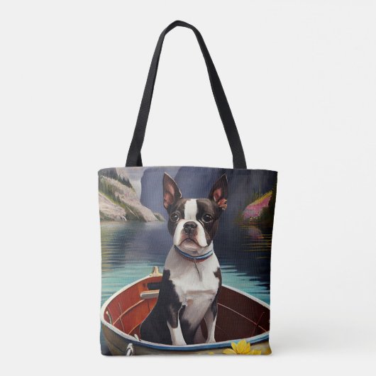 Boston Terrier op een peddel: Een Schilderachtig a Tote Bag (Achterkant)