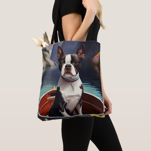 Boston Terrier op een peddel: Een Schilderachtig a Tote Bag (Dichtbij)