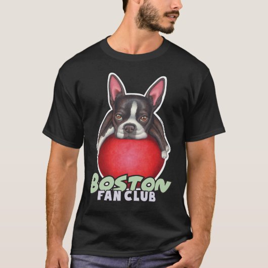 Boston Terrier op Red Ball 2 T-shirt (Voorkant)