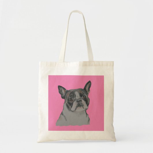 Boston Terrier op Roze Tote Bag (Voorkant)