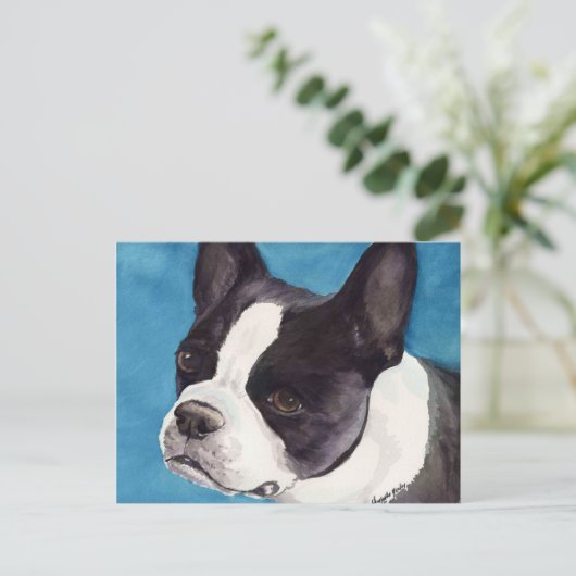 Boston Terrier Original Dog Art Briefkaart (Staand voorkant)