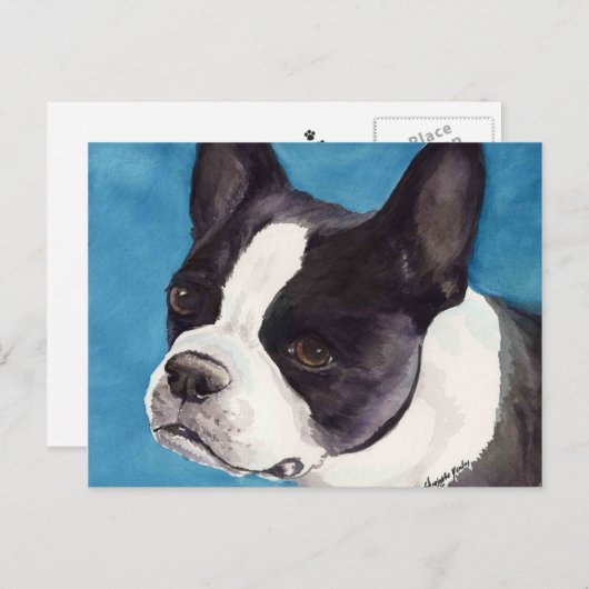 Boston Terrier Original Dog Art Briefkaart (Voorkant / Achterkant)
