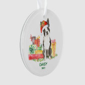 Boston Terrier Ornament met hondennaam (voorkant)
