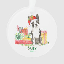 Boston Terrier Ornament met hondennaam