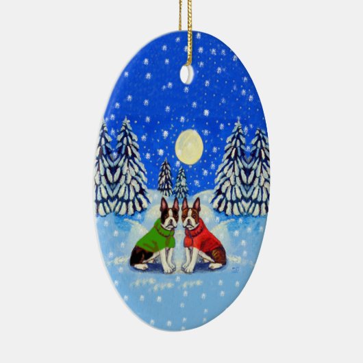 Boston Terrier Oval Ornament (Rechts)