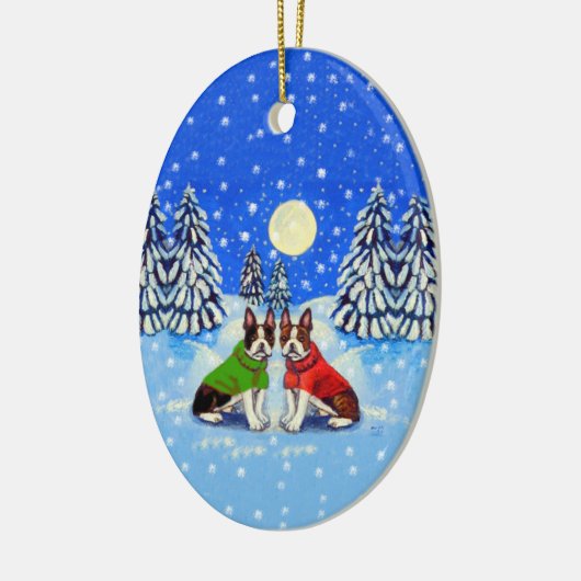 Boston Terrier Oval Ornament (Links)