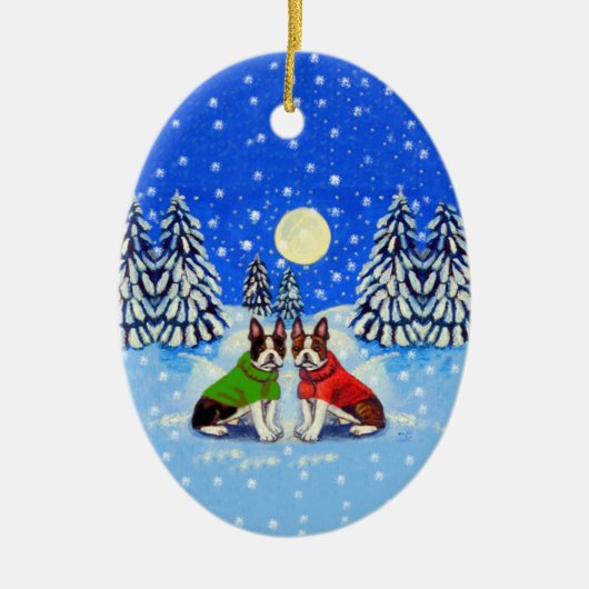 Boston Terrier Oval Ornament (Voorkant)