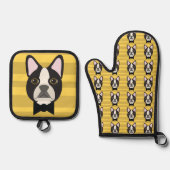 Boston Terrier Ovenwant & Pannenlap Set (Voorkant)