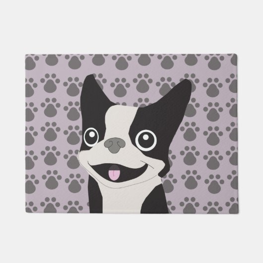 Boston Terrier, Paarse lavendel Deurmat (Voorkant)