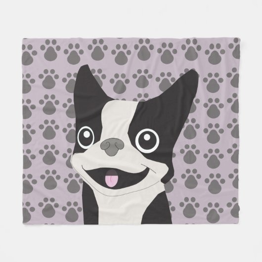 Boston Terrier, Paarse lavendel Fleece Deken (Voorkant (Horizontaal))