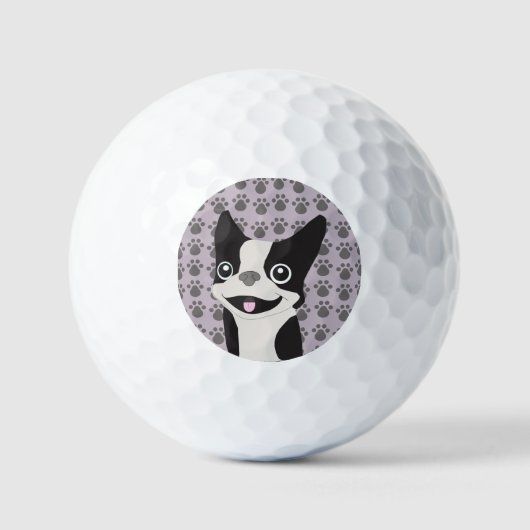 Boston Terrier, Paarse lavendel Golfballen (Voorkant)