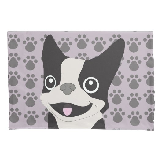 Boston Terrier, Paarse lavendel Kussensloop (Voorkant)